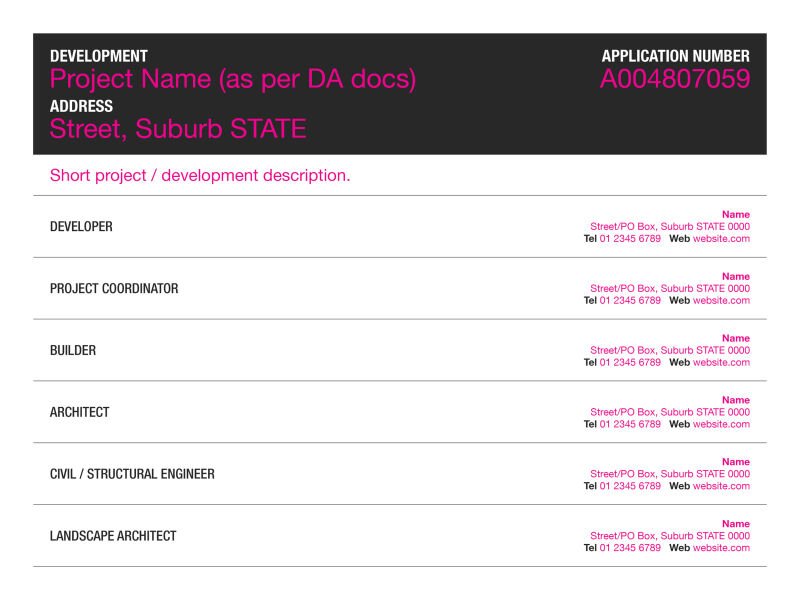 Development Approval / DA Board